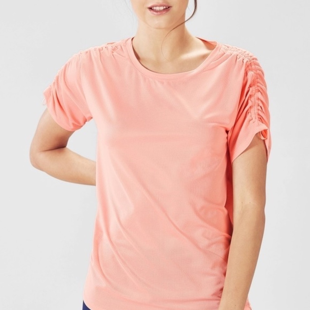 *FABLETICS* Light Coral Ruched Short Sleeve Size M